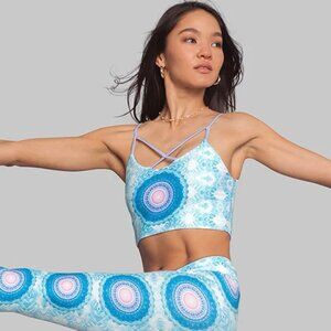 Wolven Jasmine Four Way Sports Bra Top lavender blue pink L Tie Dye Mandala